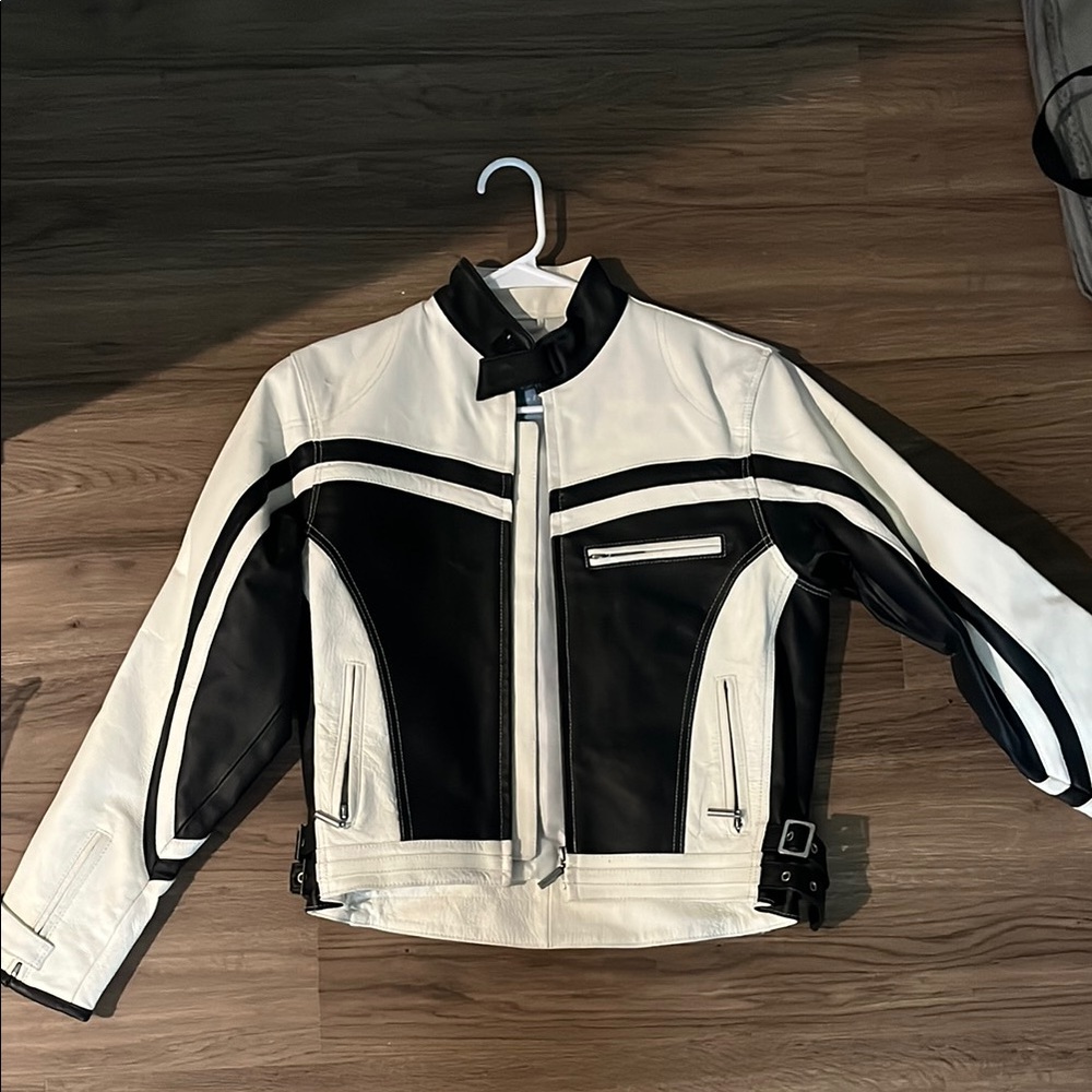 Black and White Leather Jacket